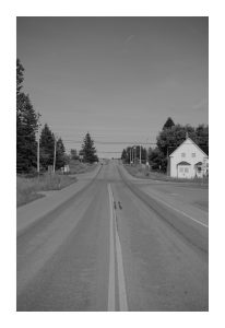 Looking east at the end of the Fort Street bridge in Caribou, Maine.