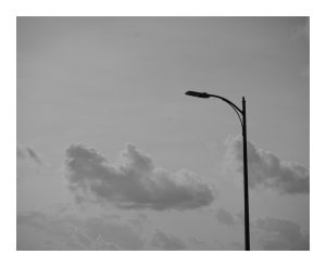 A lamp post on the Fort Street Bridge in Caribou, Maine.