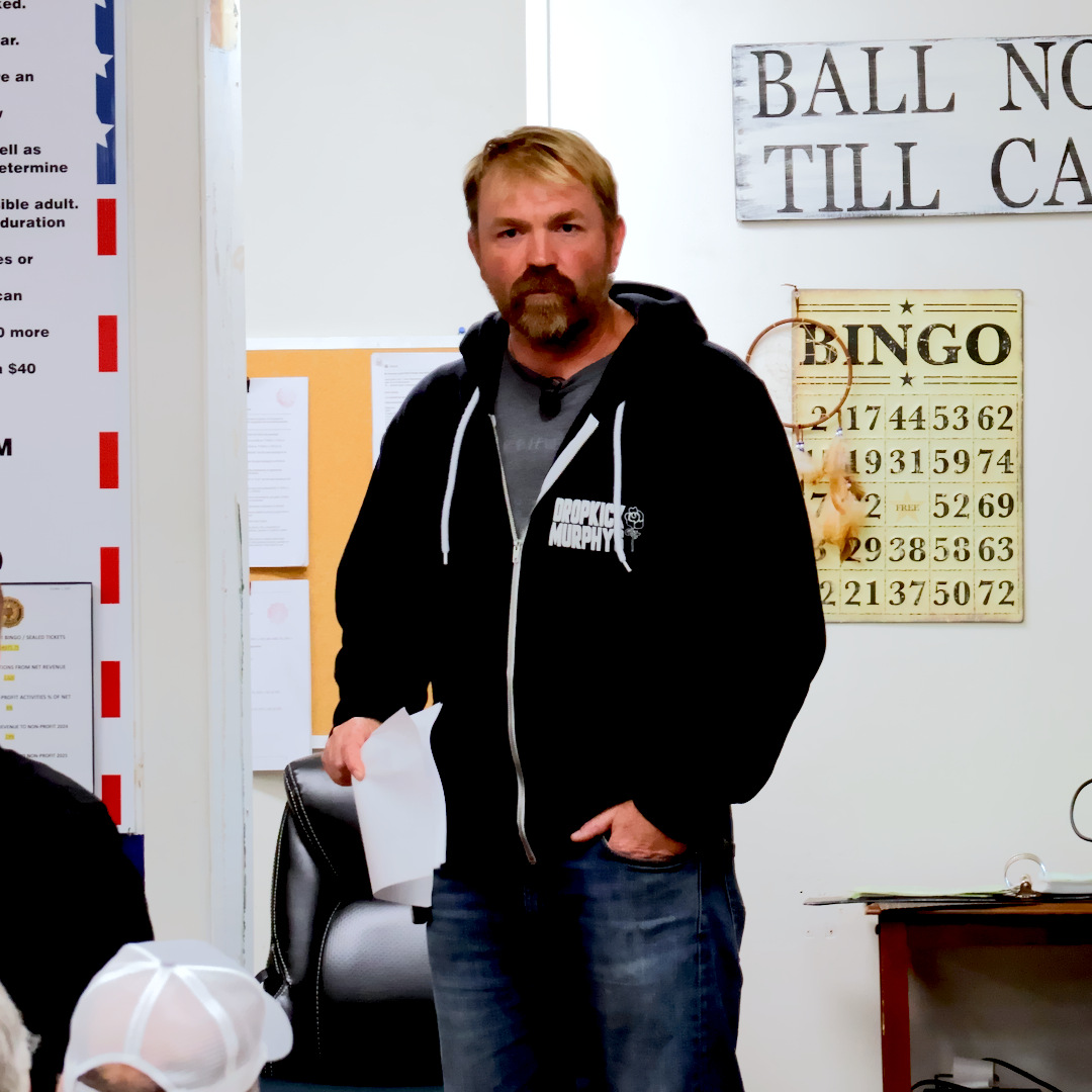 Graham Platner speaks to residents of Caribou, Maine at the American Legion Post #15 on October 4th, 2025.