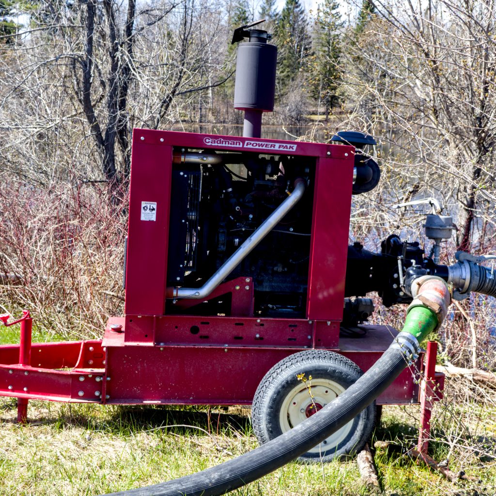 A gas-powered water pump.