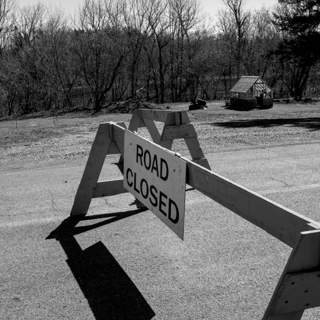 A road closed sign.