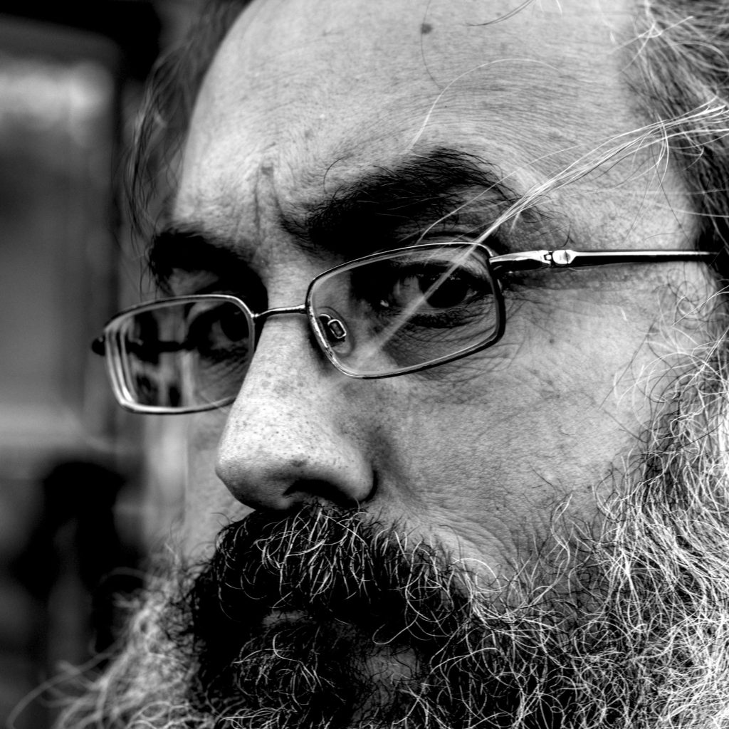 A closeup black and white photo of myself.